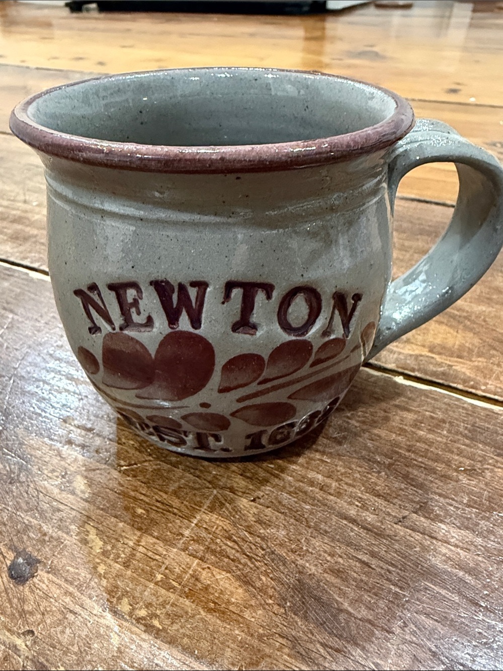 Newton Cream Ceramic Handmade Signed Pottery Mug with Brown Accents